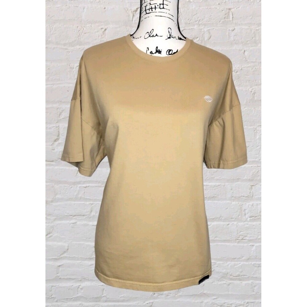 Soul Siblings Heavyweight Drop Hem Tee T Shirt Womens MED Beige Streetwear